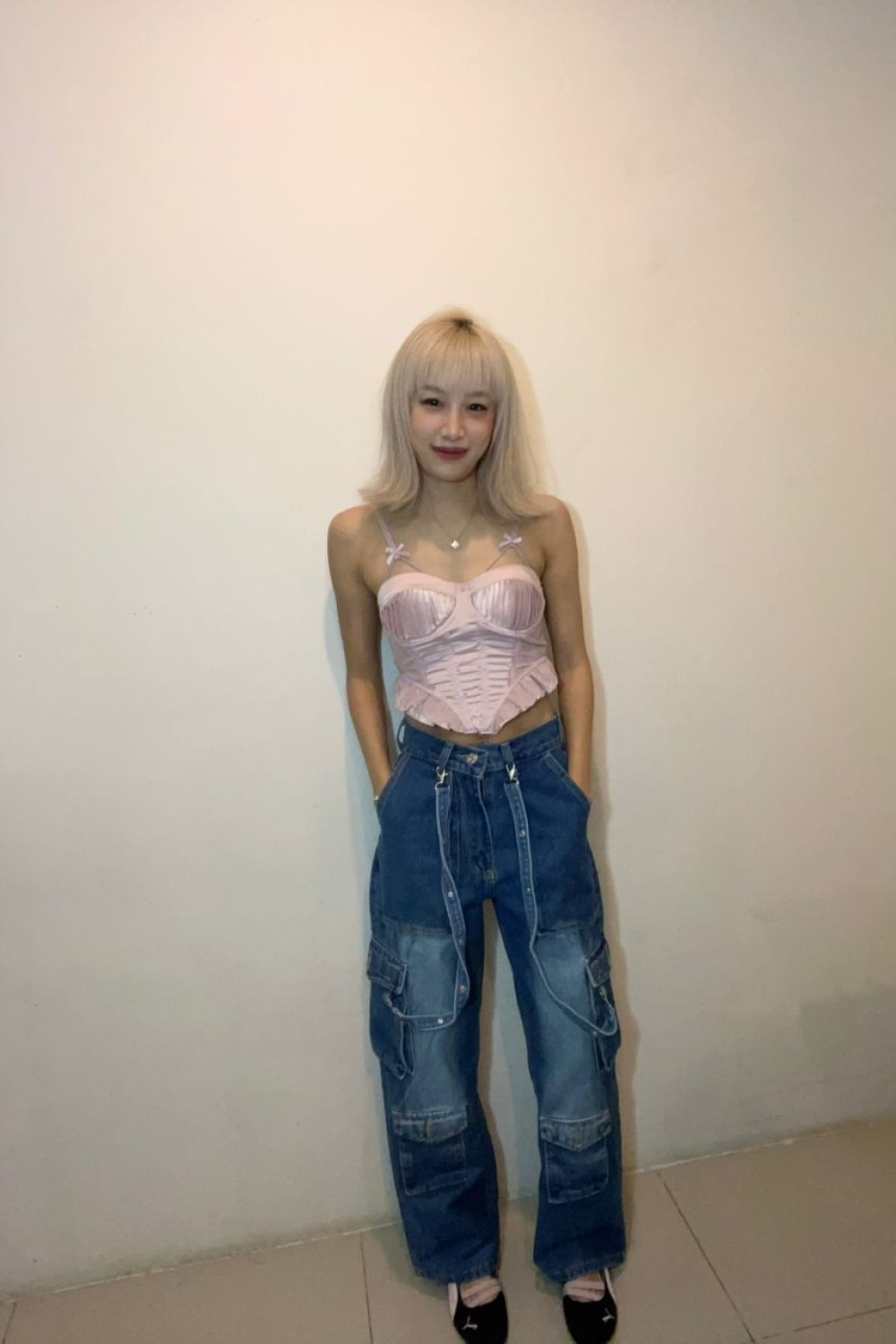 嘻哈高腰长裤 蓝色