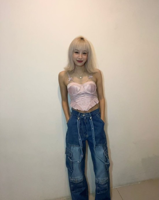 嘻哈高腰长裤 蓝色