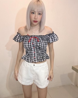 爱心格子两穿上衣