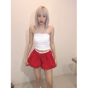 蕾丝两层式灯笼裤