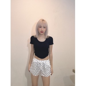 波点滑面短裤 