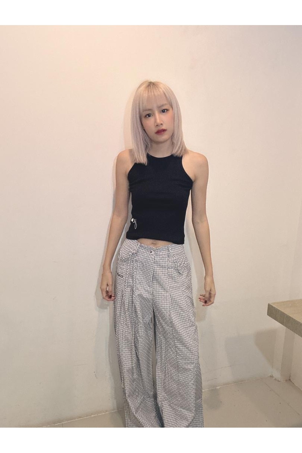 木耳边口袋长裤 