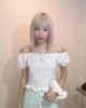 波点一字领上衣 附发带