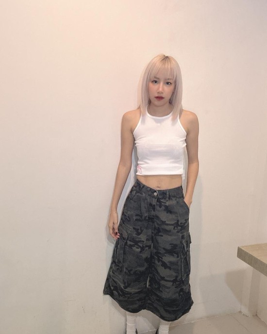 迷彩七分裤 青色