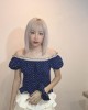 波点一字领上衣 附发带