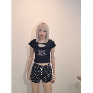 波点滑面短裤 