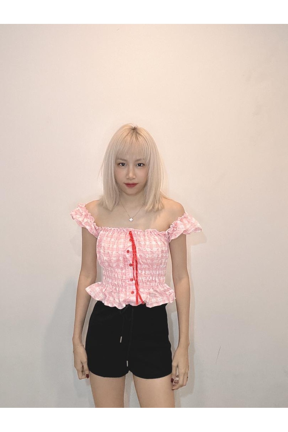 爱心格子两穿上衣