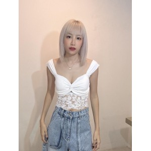钩花露肚背心