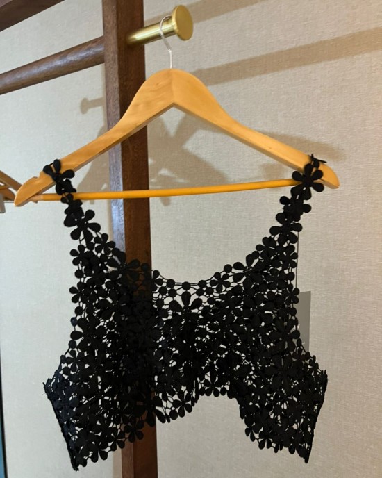 钩花背心 黑色