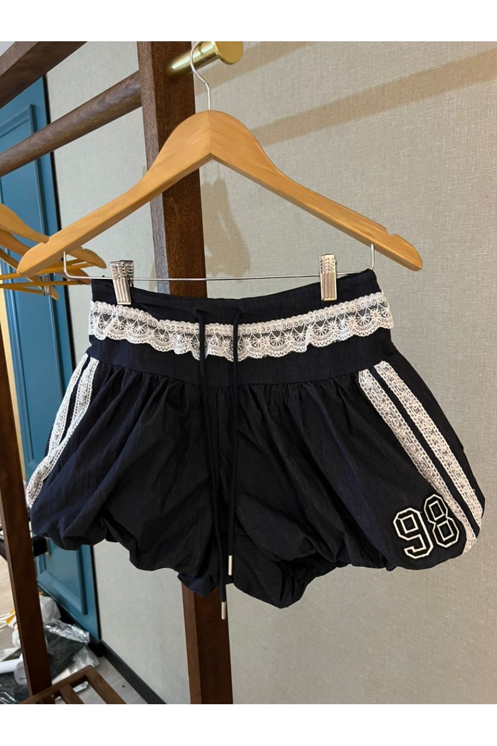 蕾丝灯笼短裤 蓝色