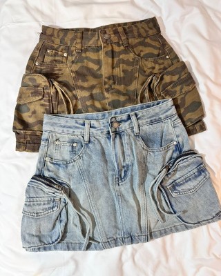 牛仔口袋短裙