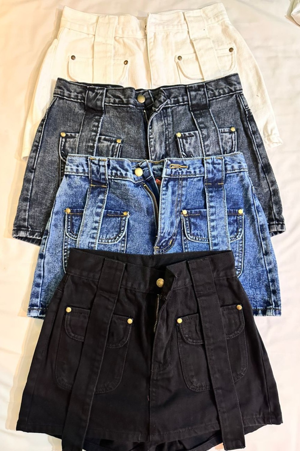 口袋牛仔裤裙 灰色