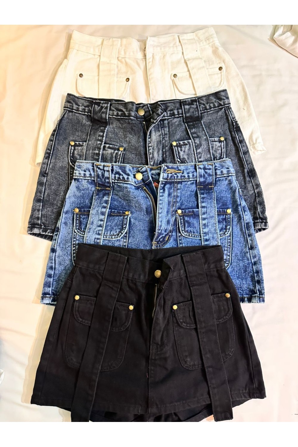 口袋牛仔裤裙 灰色