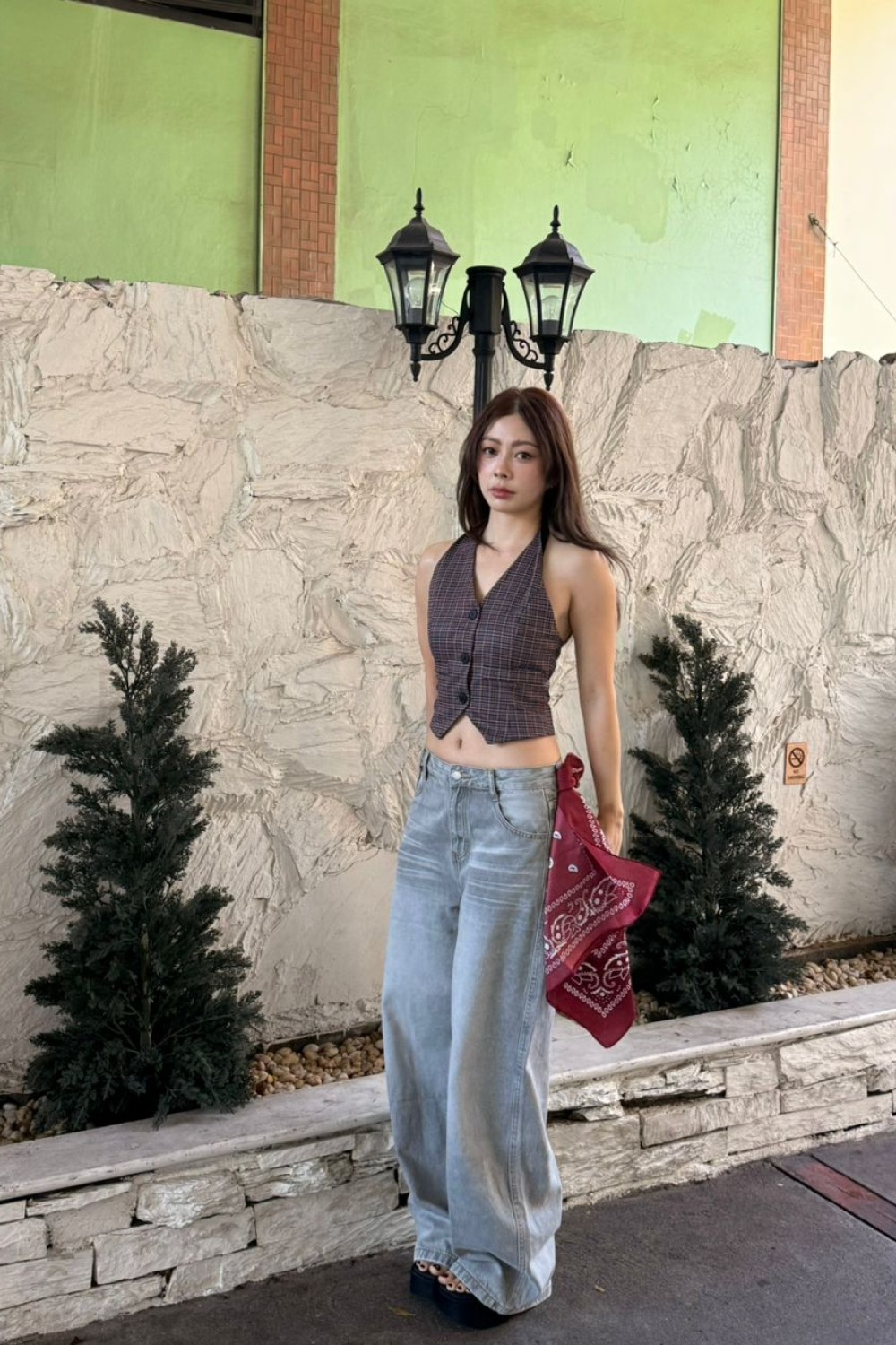 简约牛仔长裤 白色 