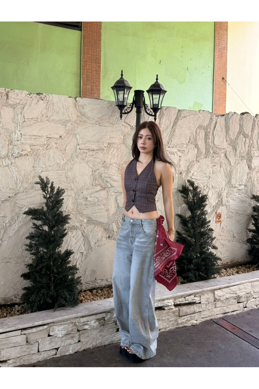 简约牛仔长裤 白色 