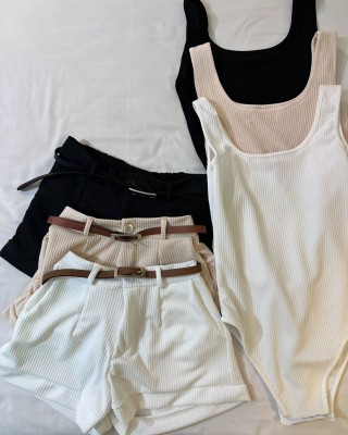 连体背心套装 附腰带