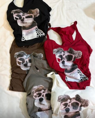 眼镜小狗收腰背心 