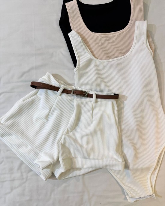 连体背心套装 附腰带