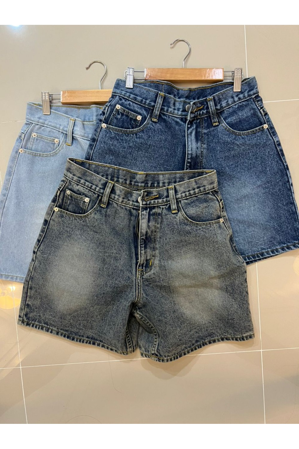 百搭牛仔四分裤 深蓝色