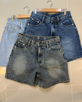 百搭牛仔四分裤 深蓝色