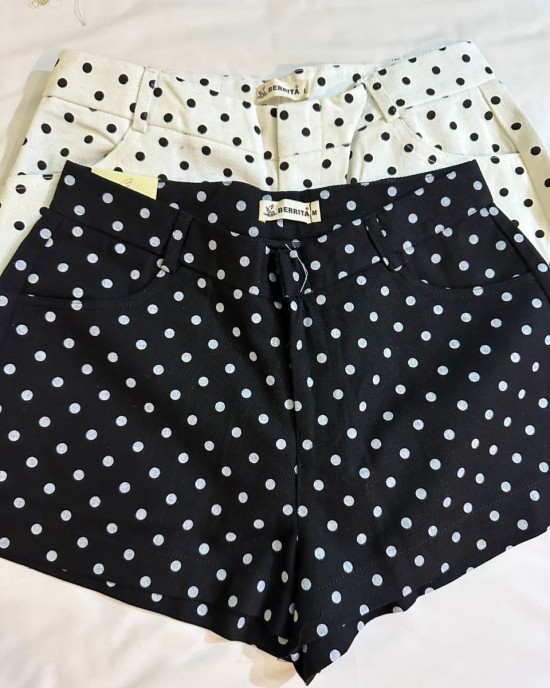 B家波点短裤 白色