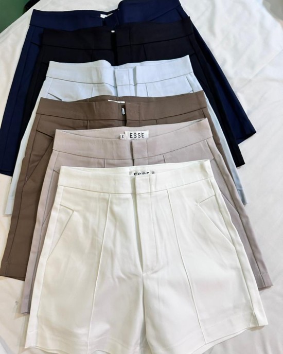 高腰A字短裤 褐色 