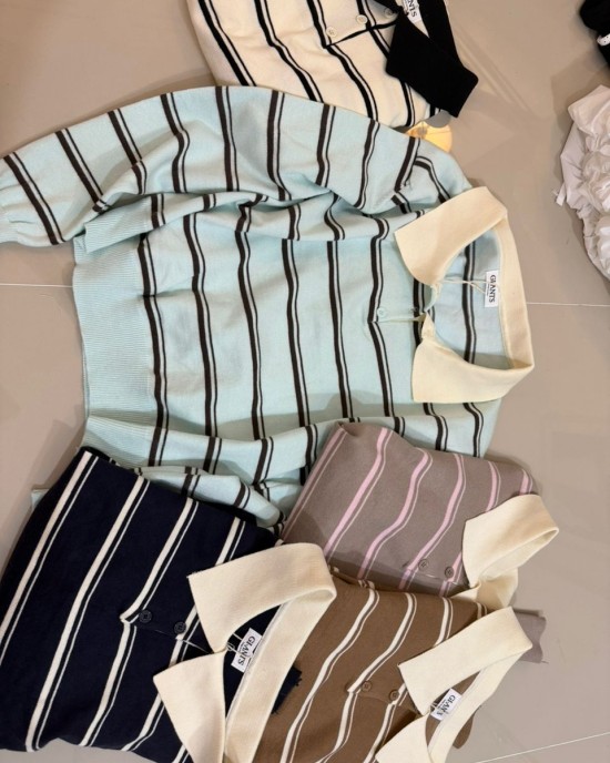 学院风撞色条纹针织长袖