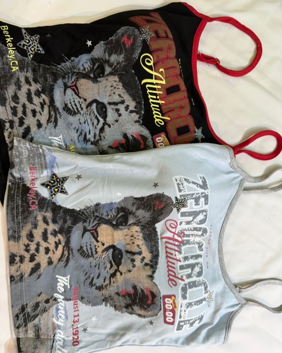 欧美豹吊带背心 黑红色