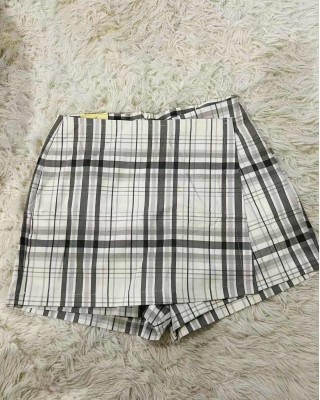 B家格子裤裙 灰色