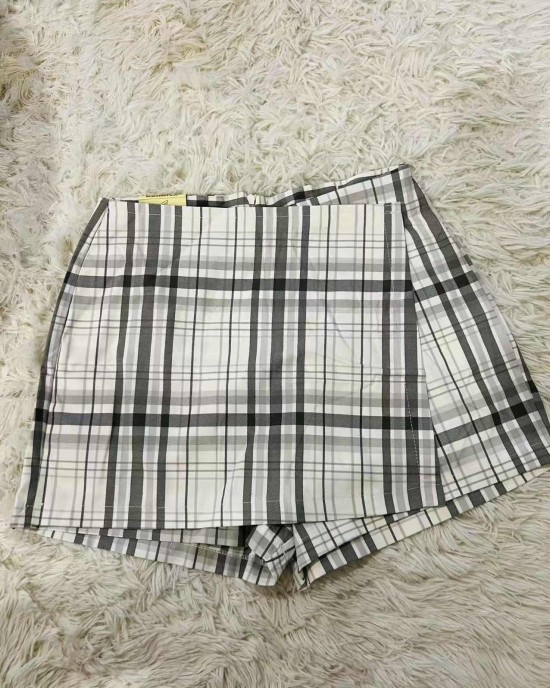 B家格子裤裙 灰色