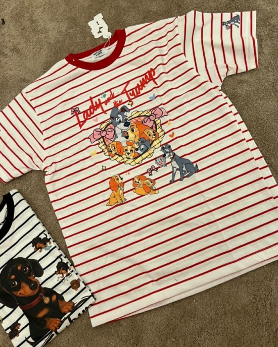 线条卡通设计Oversize T恤