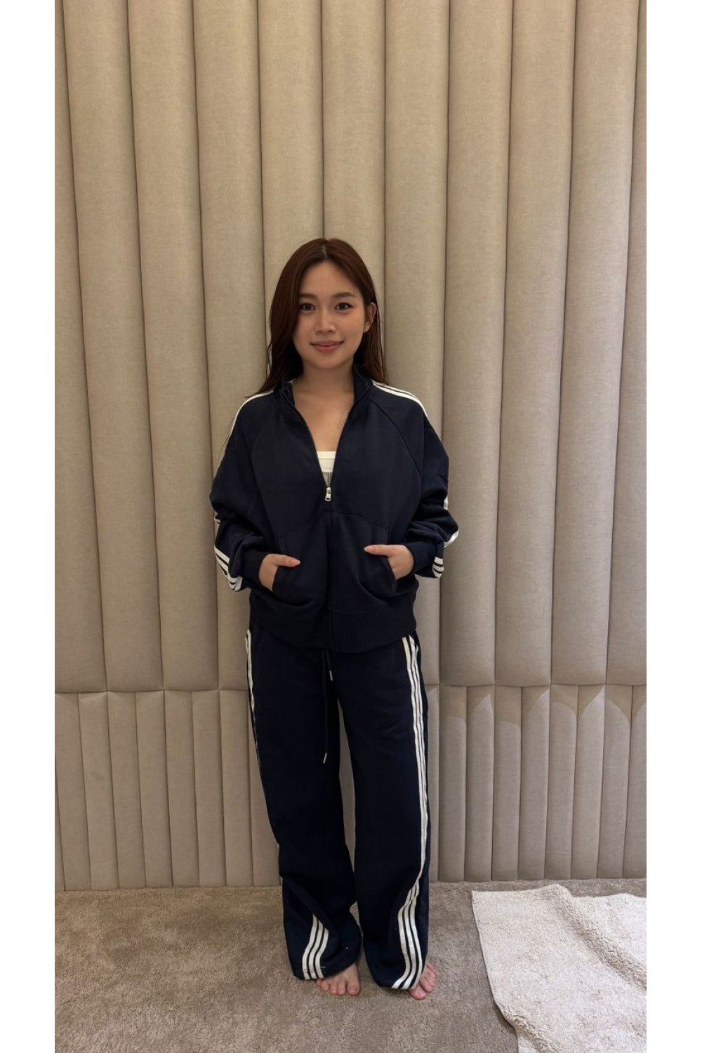 运动线条长袖套装 