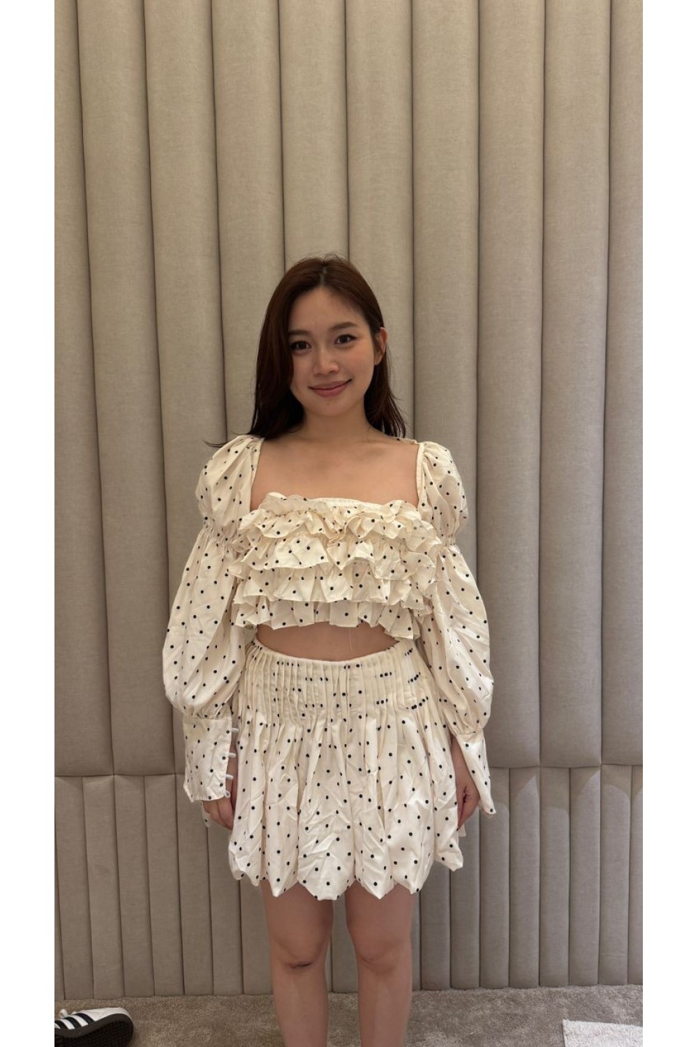 两穿波点荷叶套装 