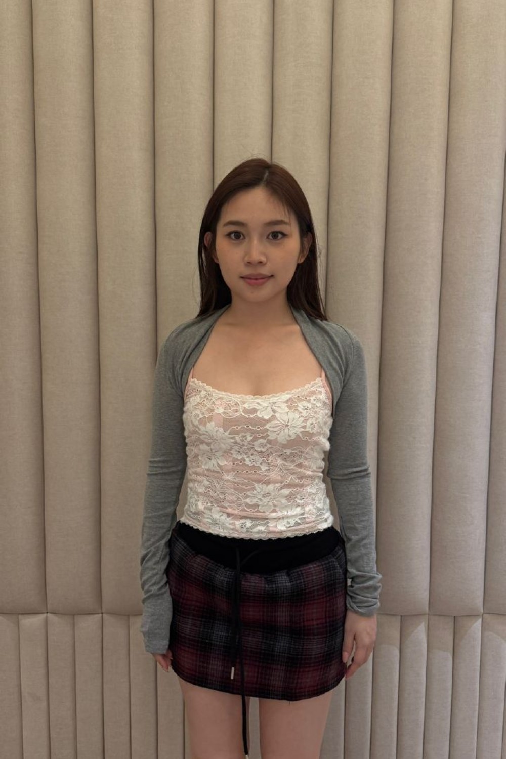 蕾丝背心拼接长袖上衣