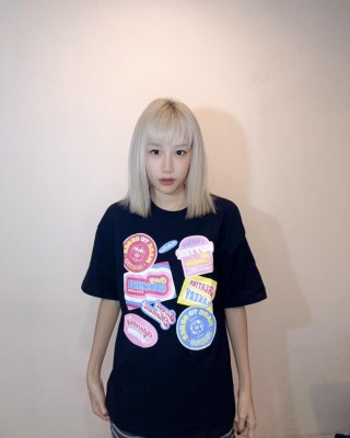 甜美印章宽松T恤 