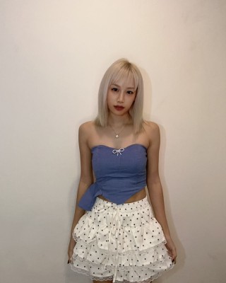 波点蛋糕裙 杏色 