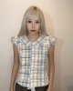 韩系有领格子上衣