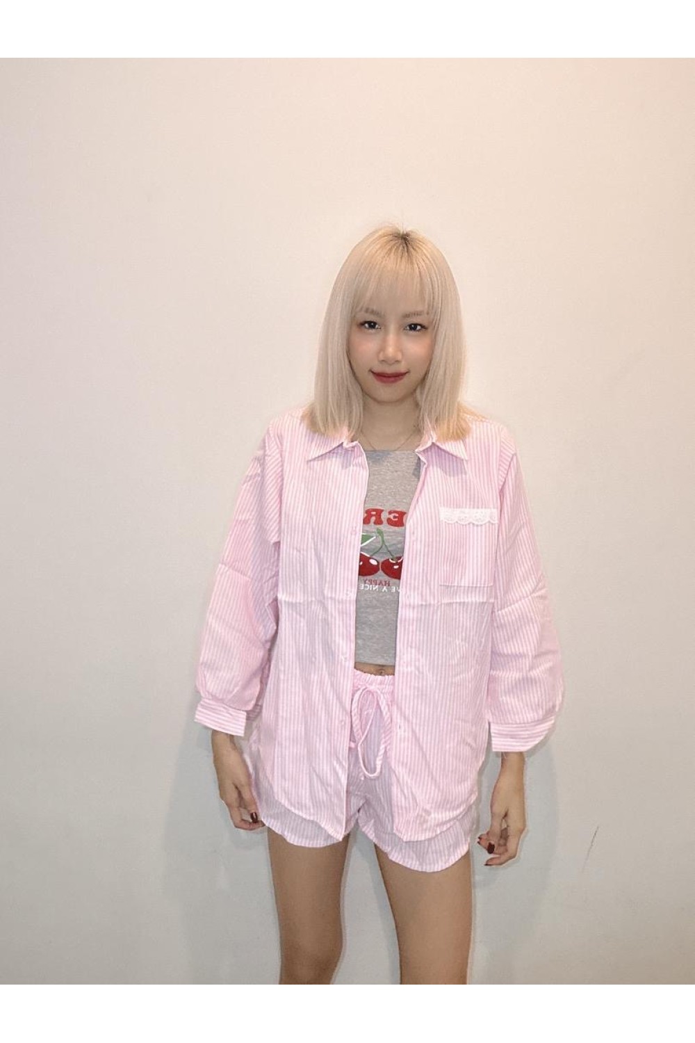 糖果色线条两件套