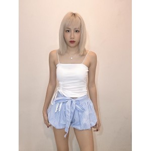 条纹绑带灯笼裤
