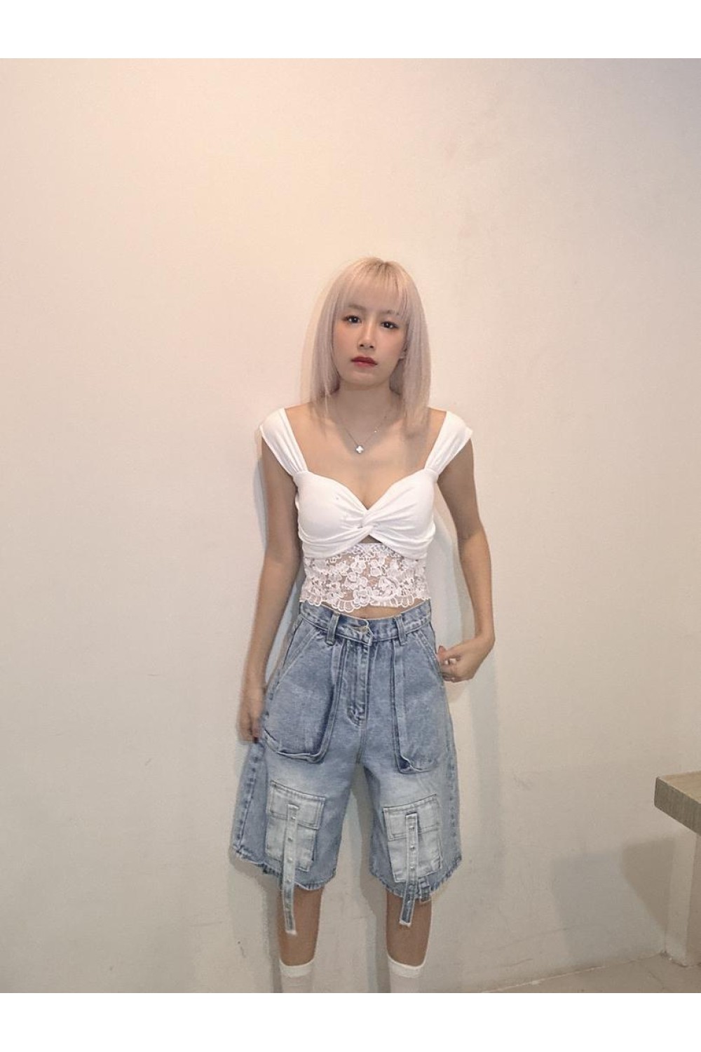 工装五分裤 蓝色