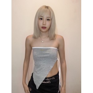 平口绑带上衣