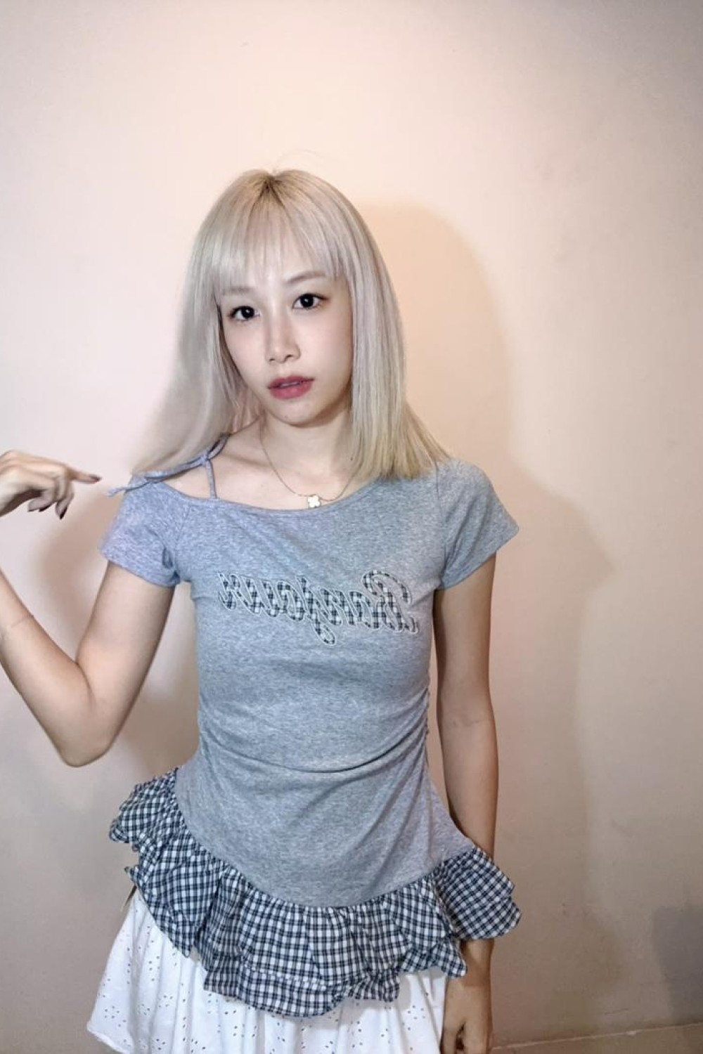 不规则格子修身上衣