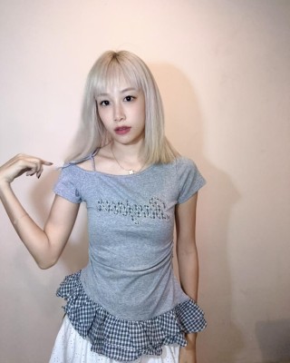 不规则格子修身上衣