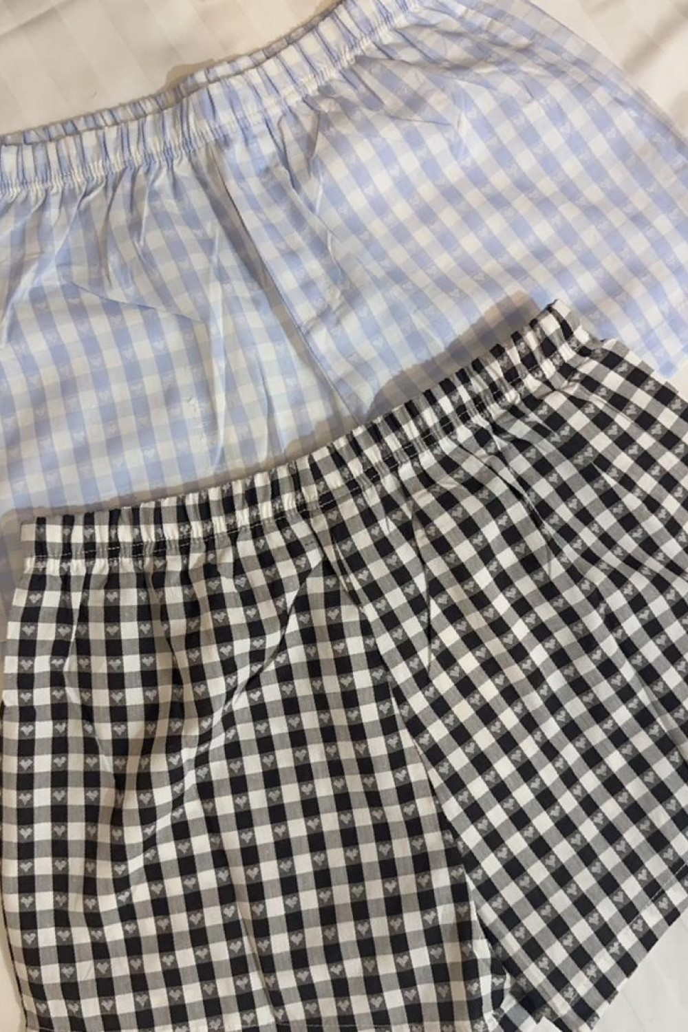 爱心格纹休闲短裤