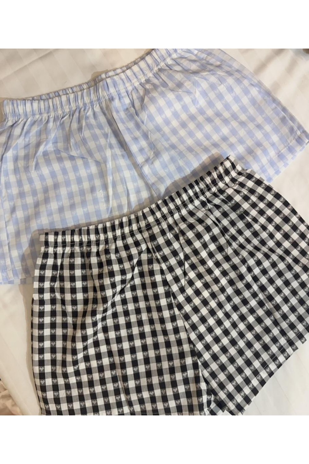 爱心格纹休闲短裤