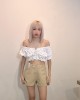 波点缩胸一字领