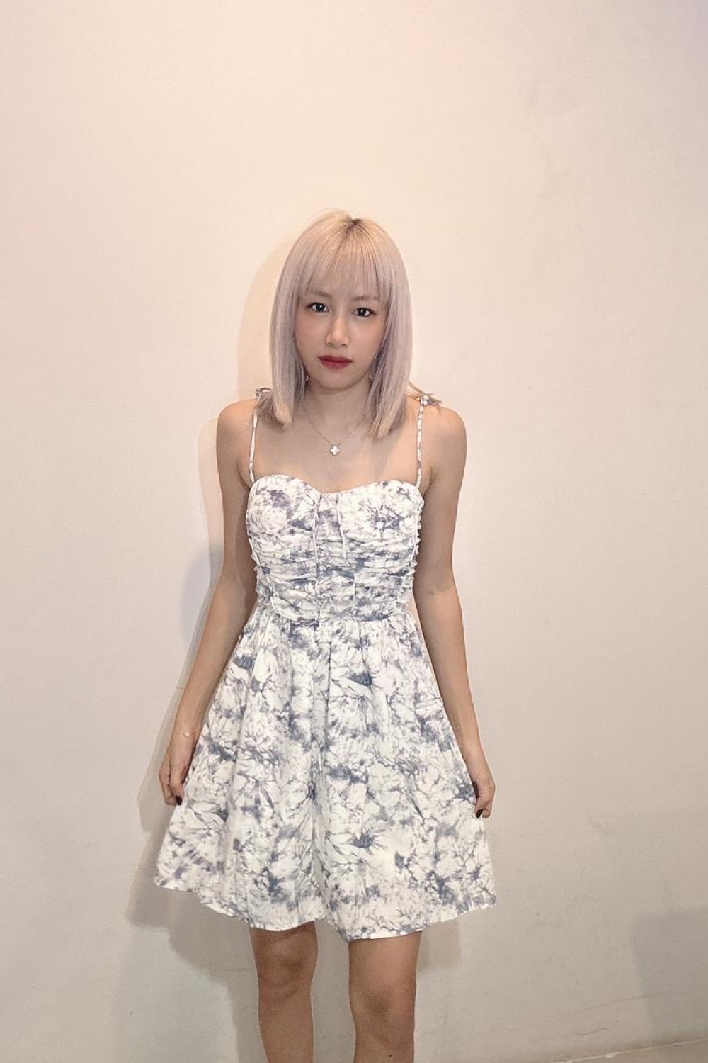 气质连身裙 蓝色 