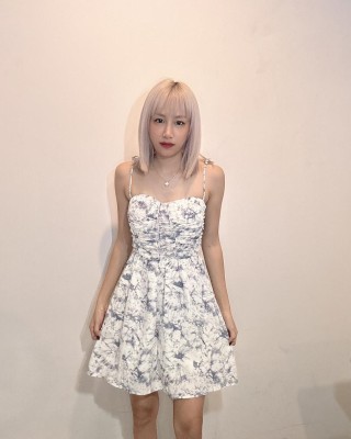 气质连身裙 蓝色 