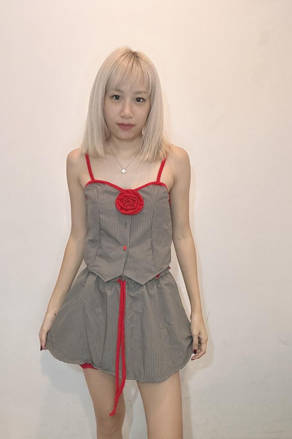 撞色玫瑰线条套装