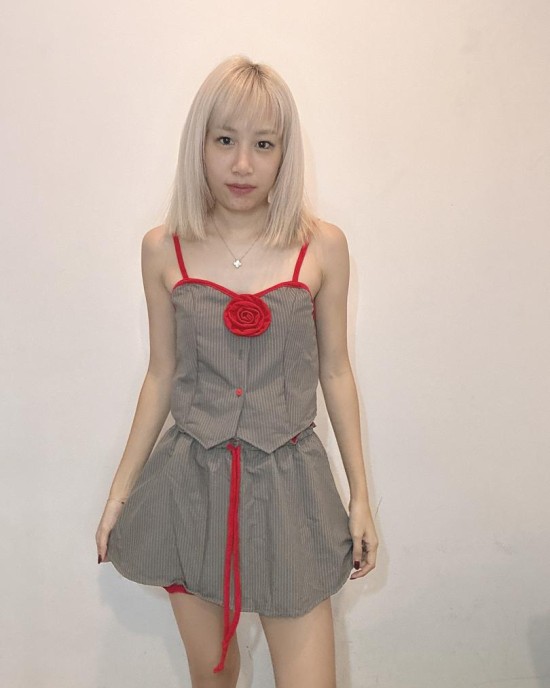 撞色玫瑰线条套装